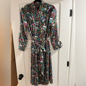 JCREW multicolored pleated dress w/ belt / 0 / yes those are rams on the dress:)